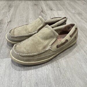 Margaritaville Cayman Dock Canvas Tan Ivory Slip On Shoes Men's Size 9